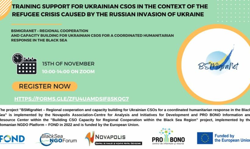 Regional cooperation and capacity building for Ukrainian CSOs for a coordinated humanitarian response in the Black Sea