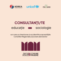 Apel pentru selectarea consultanților pentru dezvoltarea unui chestionar de identificare a necesităților Consiliilor Regionale și Școlare ale Elevilor