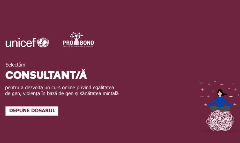 Apel pentru selectarea unui consultant în dezvoltarea cursului online și a Quiz-ului privind egalitatea de gen, violența în bază de gen (GBV) și sănătatea mintală (MHPSS) Apel pentru selectarea unui consultant în dezvoltarea cursului online și a Quiz-ului privind egalitatea de gen, violența în bază de gen (GBV) și sănătatea mintală (MHPSS)